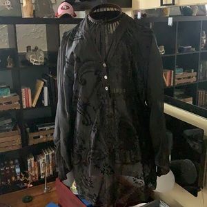 Black sheer silky blouse